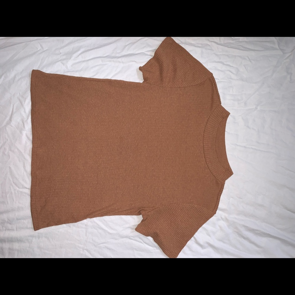 Pumpkin spice colored mock neck top
